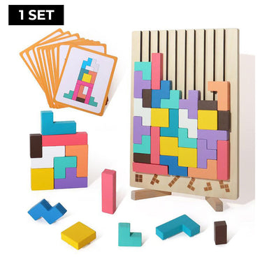 TetriLogic Houten Puzzel | 42 Stukken, Kinderen 3+ – Stimuleer Creativiteit en Probleemoplossend Denken 0